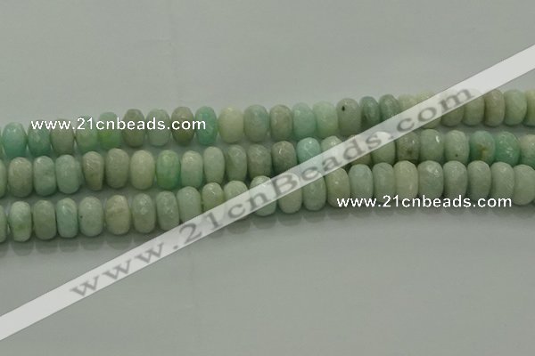 CAM1613 15.5 inches 6*10mm faceted rondelle peru amazonite beads