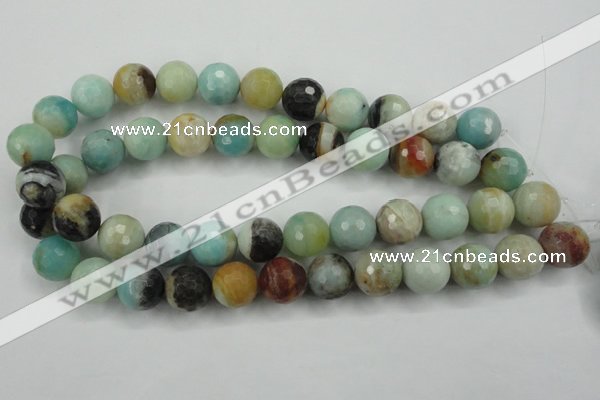 CAM165 15.5 inches 14mm faceted round amazonite gemstone beads