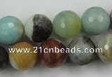 CAM166 15.5 inches 16mm faceted round amazonite gemstone beads