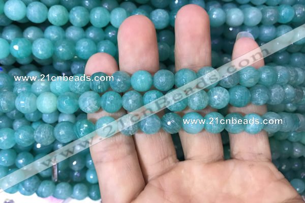 CAM1662 15.5 inches 8mm faceted round Russian amazonite beads