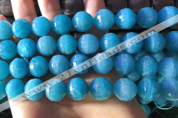 CAM1673 15.5 inches 13.5mm faceted round amazonite gemstone beads