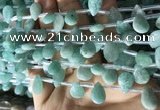 CAM1696 Top drilled 8*12mm faceted briolette amazonite beads