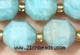 CAM1760 15 inches 9*10mm faceted amazonite beads wholesale