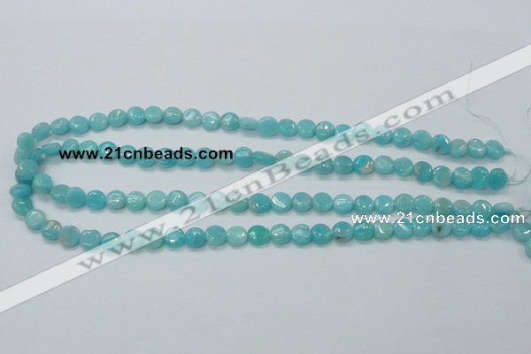 CAM300 15.5 inches 8mm flat round natural peru amazonite beads