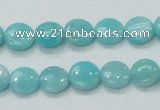 CAM301 15.5 inches 10mm flat round natural peru amazonite beads