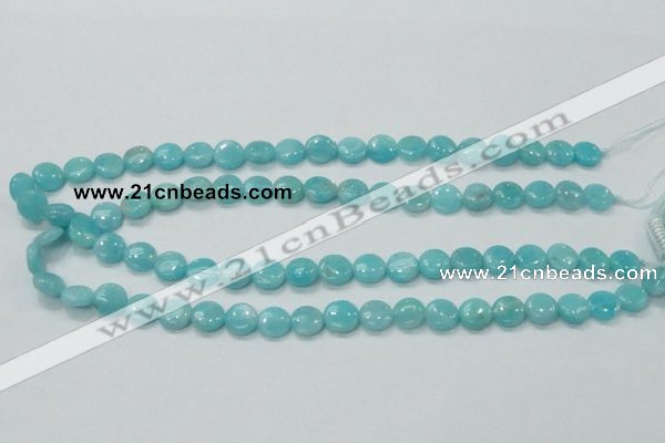 CAM301 15.5 inches 10mm flat round natural peru amazonite beads