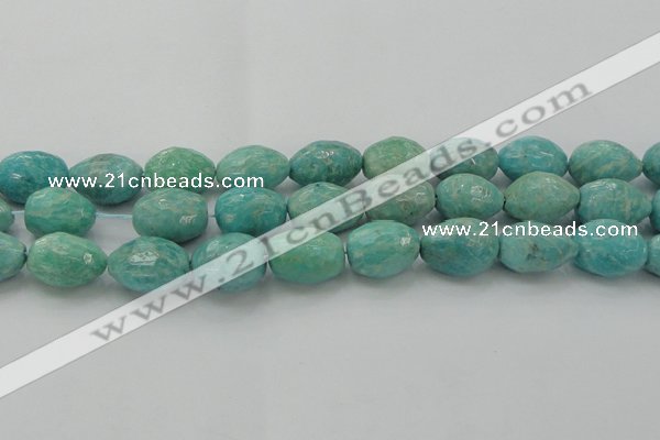 CAM342 15.5 inches 13*18mm faceted nuggets natural peru amazonite beads