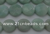 CAM363 15.5 inches 10mm faceted coin amazonite gemstone beads