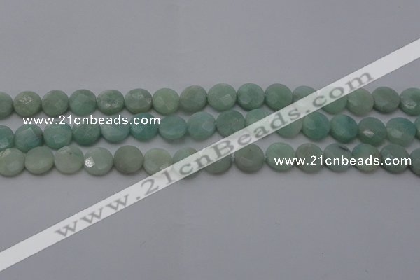 CAM363 15.5 inches 10mm faceted coin amazonite gemstone beads