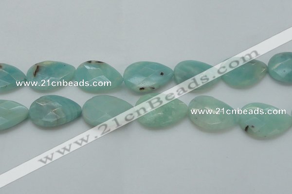 CAM365 15.5 inches 22*30mm faceted flat teardrop amazonite beads