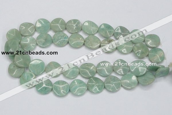 CAM412 15.5 inches 20mm wavy coin natural russian amazonite beads