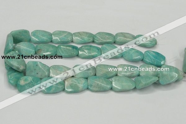 CAM413 18*25mm faceted & twisted rectangle natural russian amazonite beads