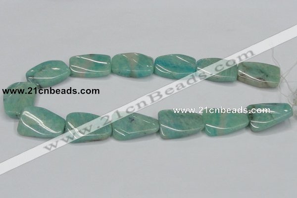 CAM415 22*30mm twisted rectangle natural russian amazonite beads