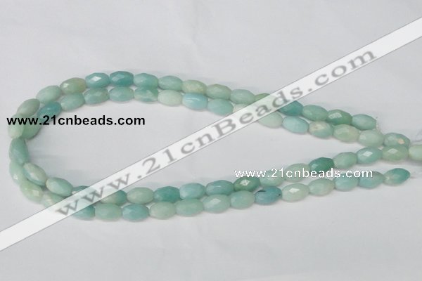 CAM604 15.5 inches 8*12mm faceted rice Chinese amazonite gemstone beads