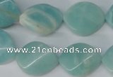 CAM607 15.5 inches 18*22mm twisted oval Chinese amazonite beads