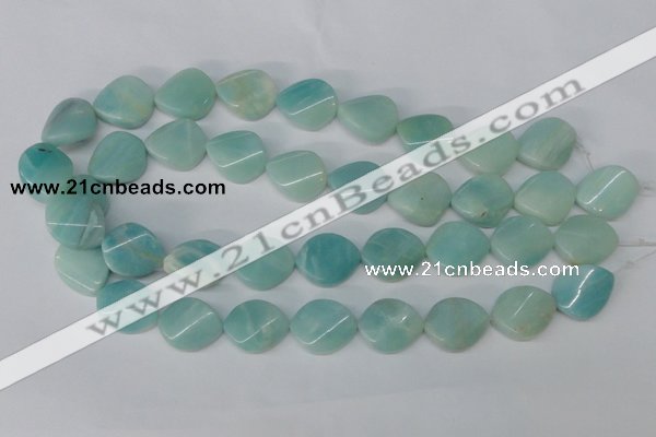 CAM607 15.5 inches 18*22mm twisted oval Chinese amazonite beads