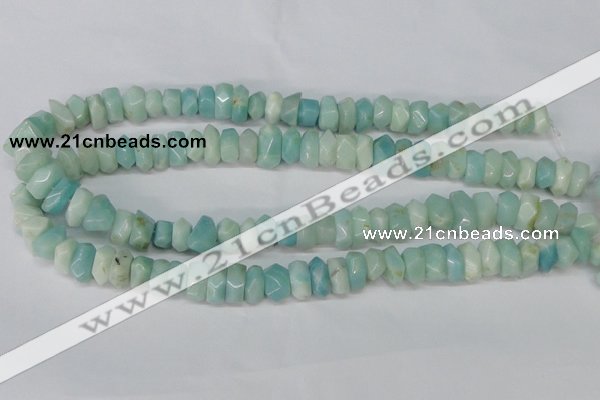 CAM611 15.5 inches 6*14mm faceted nugget Chinese amazonite beads