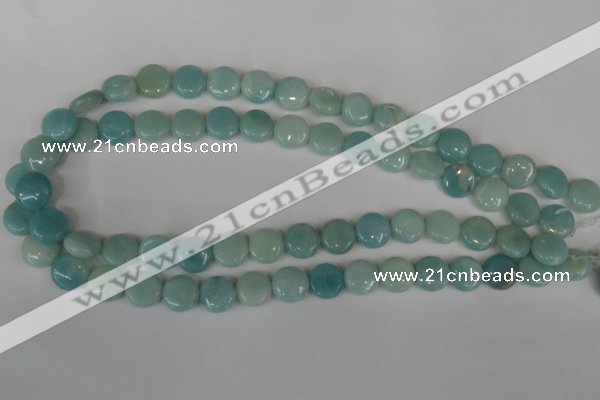 CAM619 15.5 inches 12mm flat round Chinese amazonite gemstone beads