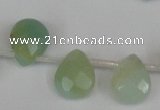 CAM634 Top-drilled 8*10mm faceted flat teardrop Chinese amazonite beads