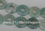 CAM636 15.5 inches 14mm donut Chinese amazonite gemstone beads