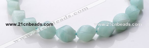 CAM88 15*20mm natural amazonite twisted pebble beads Wholesale