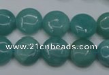 CAM916 15.5 inches 14mm flat round amazonite gemstone beads wholesale