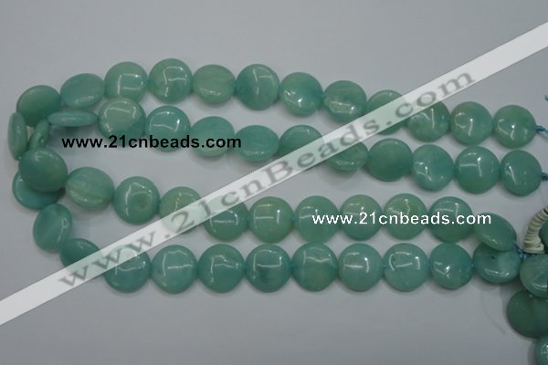 CAM917 15.5 inches 16mm flat round amazonite gemstone beads wholesale