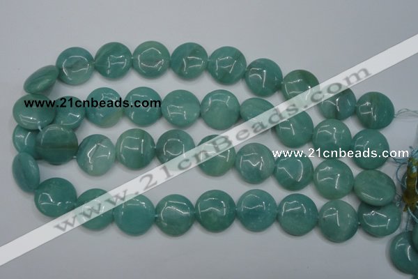 CAM919 15.5 inches 20mm flat round amazonite gemstone beads wholesale