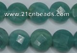 CAM942 15.5 inches 14mm faceted coin amazonite gemstone beads