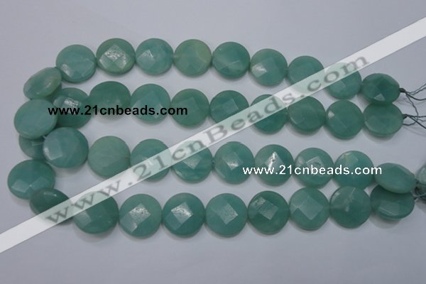 CAM945 15.5 inches 20mm faceted coin amazonite gemstone beads