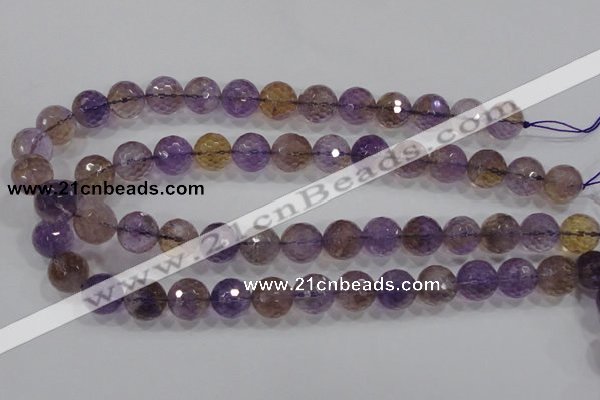 CAN12 15.5 inches 14mm faceted round natural ametrine gemstone beads