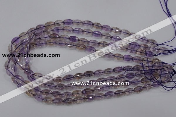 CAN18 15.5 inches 6*10mm faceted rice natural ametrine beads