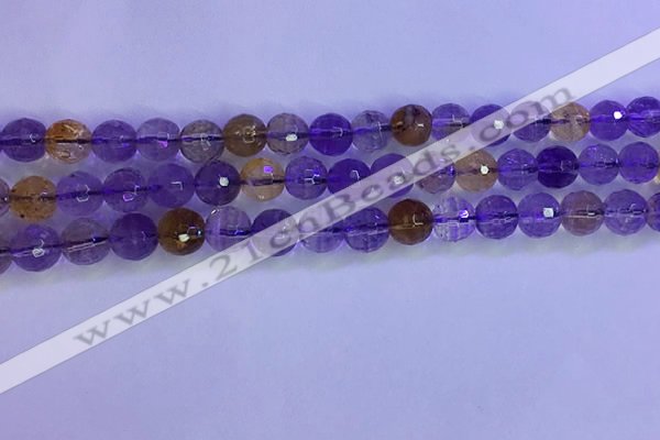 CAN225 15.5 inches 7mm faceted round ametrine beads wholesale