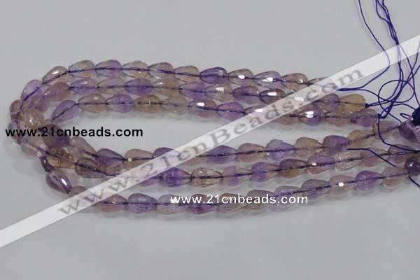 CAN23 15.5 inches 10*14mm faceted teardrop natural ametrine beads