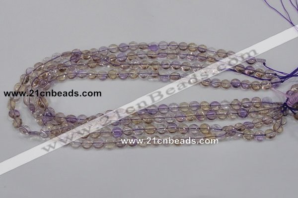 CAN39 15.5 inches 8mm flat round natural ametrine gemstone beads