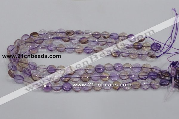 CAN41 15.5 inches 12mm flat round natural ametrine gemstone beads