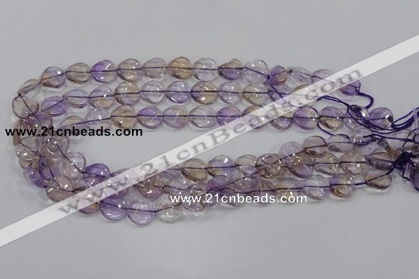 CAN52 15.5 inches 14mm twisted coin natural ametrine gemstone beads