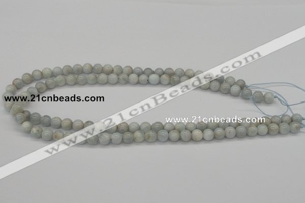 CAQ102 15.5 inches 8mm round AB grade natural aquamarine beads