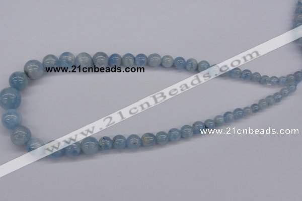 CAQ130 15.5 inches multi-size round natural aquamarine beads