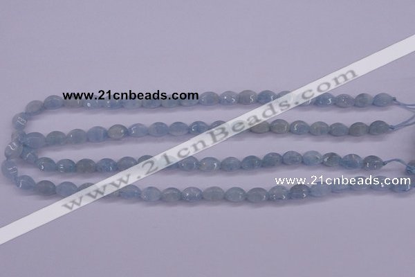 CAQ132 15.5 inches 7*10mm faceted rice natural aquamarine beads