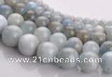 CAQ14 Multi sizes round natural aquamarine gemstone beads wholesale