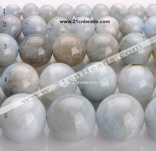 CAQ14 Multi sizes round natural aquamarine gemstone beads wholesale