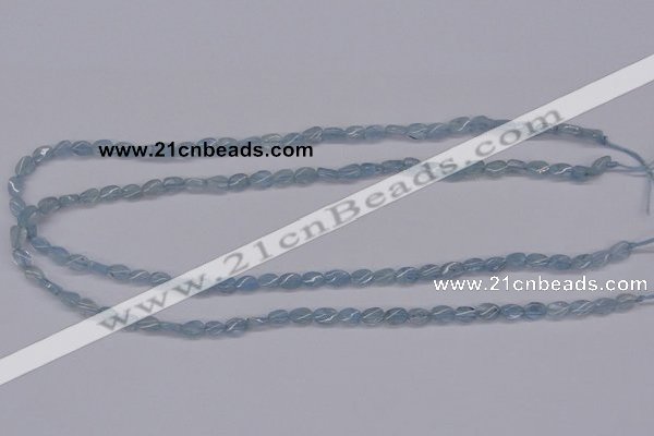 CAQ147 15.5 inches 5*7mm twisted oval natural aquamarine beads