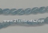 CAQ148 15.5 inches 6*8mm twisted oval natural aquamarine beads