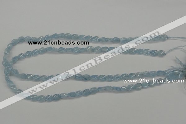 CAQ148 15.5 inches 6*8mm twisted oval natural aquamarine beads