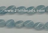 CAQ149 15.5 inches 8*12mm twisted oval natural aquamarine beads