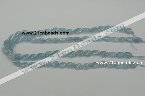 CAQ149 15.5 inches 8*12mm twisted oval natural aquamarine beads