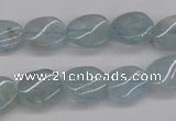 CAQ150 15.5 inches 10*12mm twisted oval natural aquamarine beads