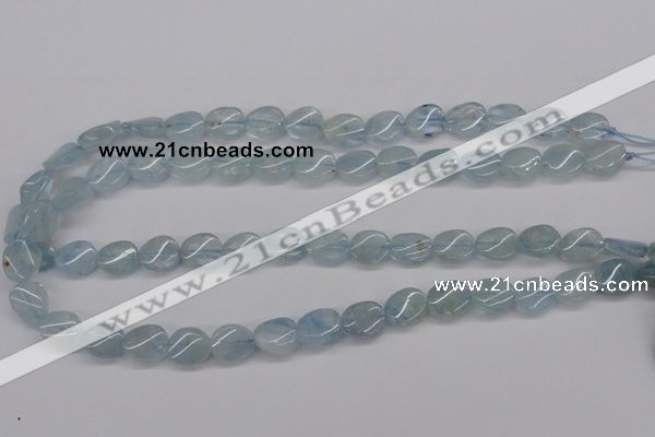 CAQ150 15.5 inches 10*12mm twisted oval natural aquamarine beads