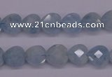 CAQ155 15.5 inches 10*10mm faceted heart natural aquamarine beads